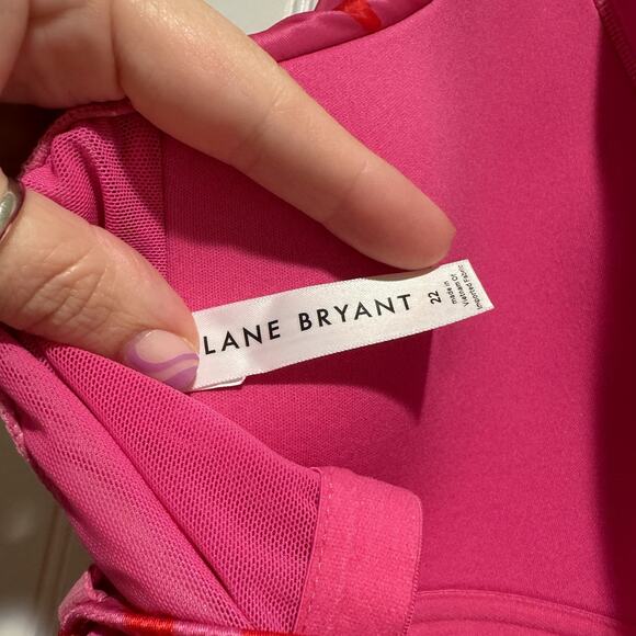 Lane Bryant Red Pink Leopard Tankini Swim Top Lightly Lined No Wire Plus Size 22 - Picture 5 of 6